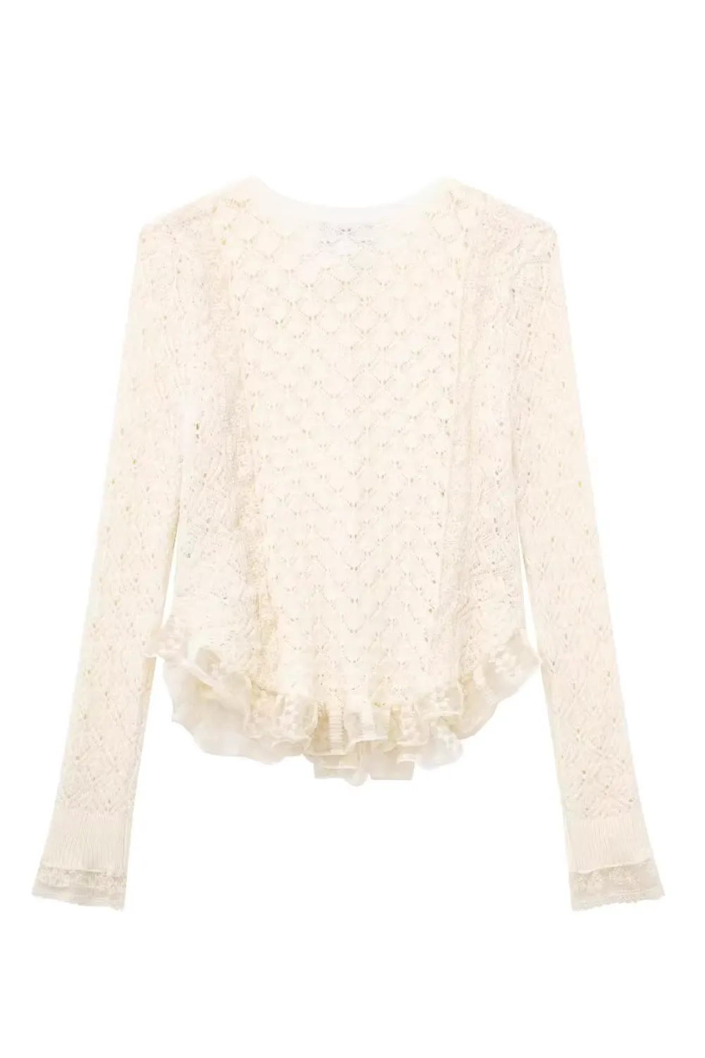 'Yolanda' Lace Ruffled Knitted Cardigan