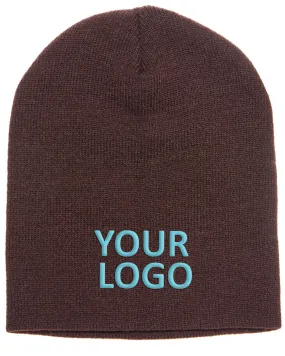 Yupoong Branded Knit Beanies, Brown